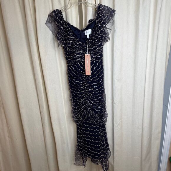 NWT ALICE MCCALL venue Valentine Midi Dress size 0 indigo $550 retail - Picture 2 of 9
